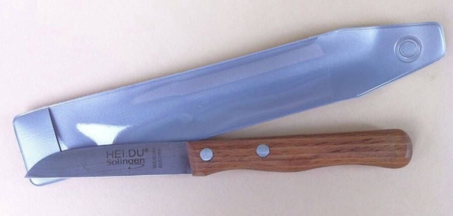 Solingen aardappelmesje schilmesje houten greep Hei-du rvs recht lemmet 17 cm aardappelmes aardappelschilmes