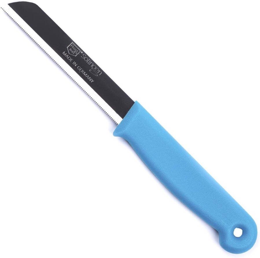 Solingen Kartelmes Tomatenmes met Kartel RVS 18 5 cm met Blade Cover Blauw Turquoise