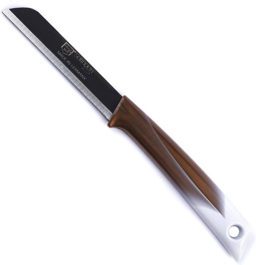 Solingen Kartelmes Tomatenmes met Kartel RVS 19 Cm met Blade Cover Bi-Color Goud met Wit