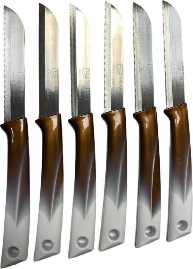 Solingen Kartelmes Tomatenmes met Kartel RVS 19 cm met Blade Cover Bi-Color Goud met Wit 6 stuks