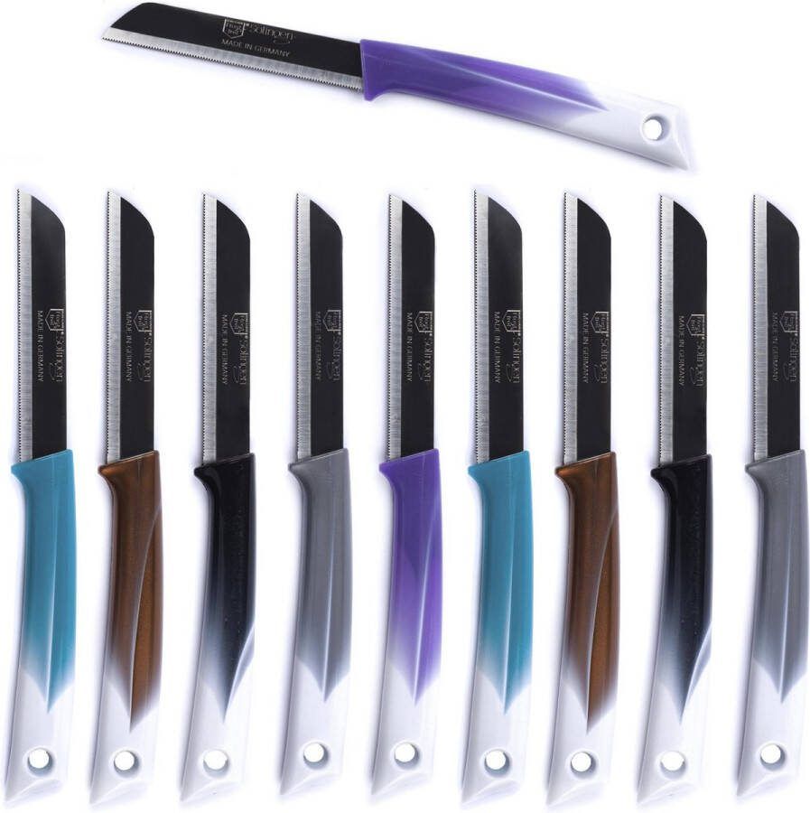 Solingen Kartelmes Tomatenmes met Kartel RVS 19 cm met Blade Cover Bi-Color Mix 10 stuks