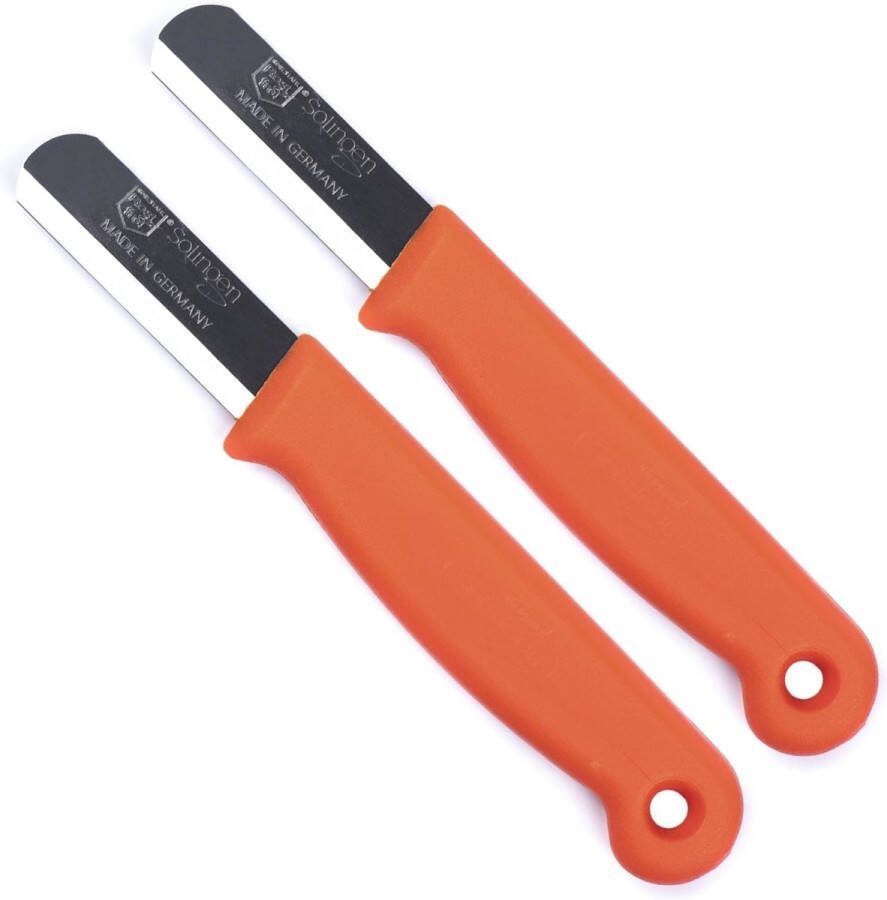 Solingen Safety Schilmesje RVS Glad met Ronde Top 15 cm Oranje 2 stuks