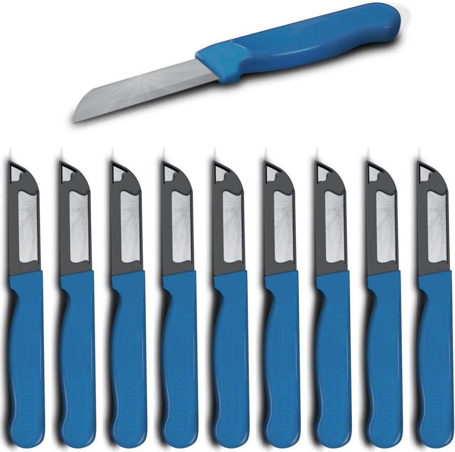 Solingen Schilmesje Robuust Handvat RVS Glad 16 cm met Blade Cover Blauw 10 stuks