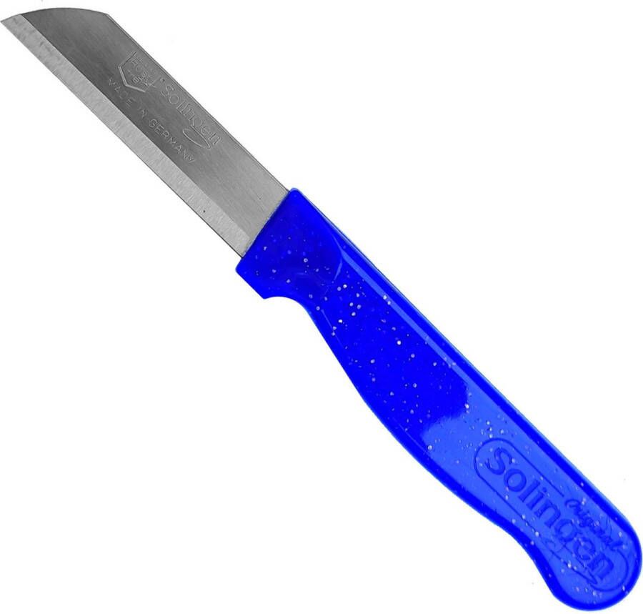 Solingen Schilmesje Robuust Handvat RVS Glad 16 cm met Blade Cover Blauw Glitter
