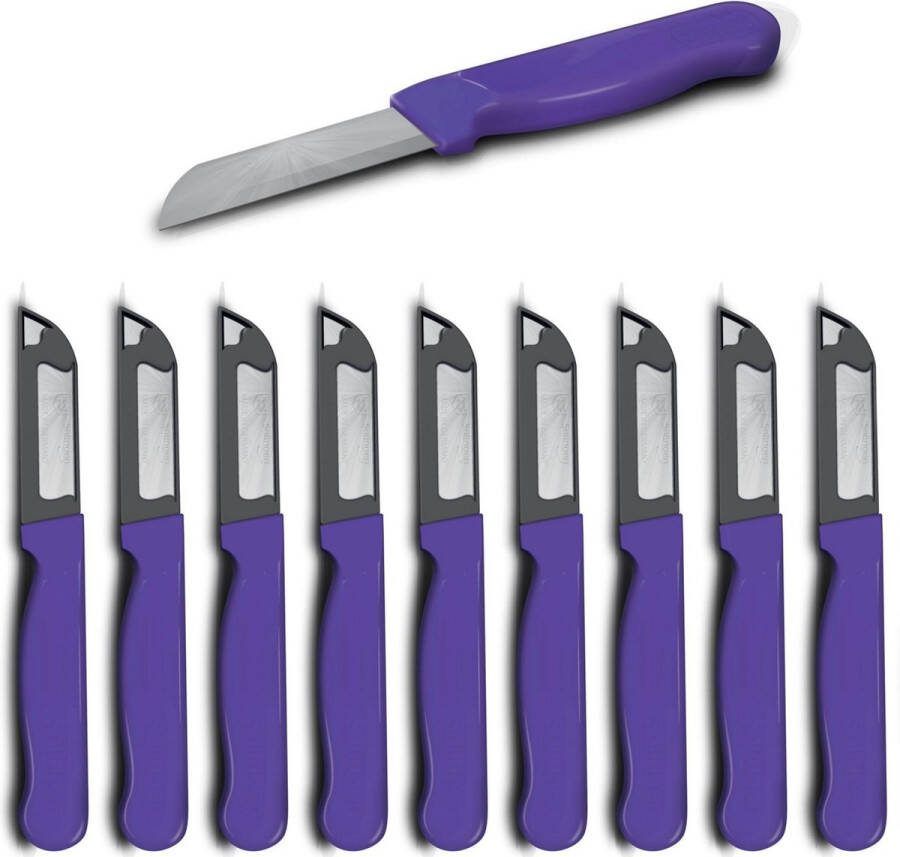 Solingen Schilmesje Robuust Handvat RVS Glad 16 cm met Blade Cover Paars 10 stuks