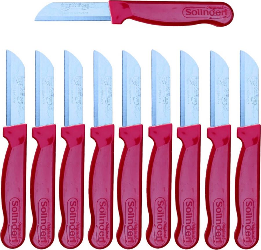 Solingen Schilmesje Robuust Handvat RVS Glad 16 cm met Blade Cover Rood 10 stuks