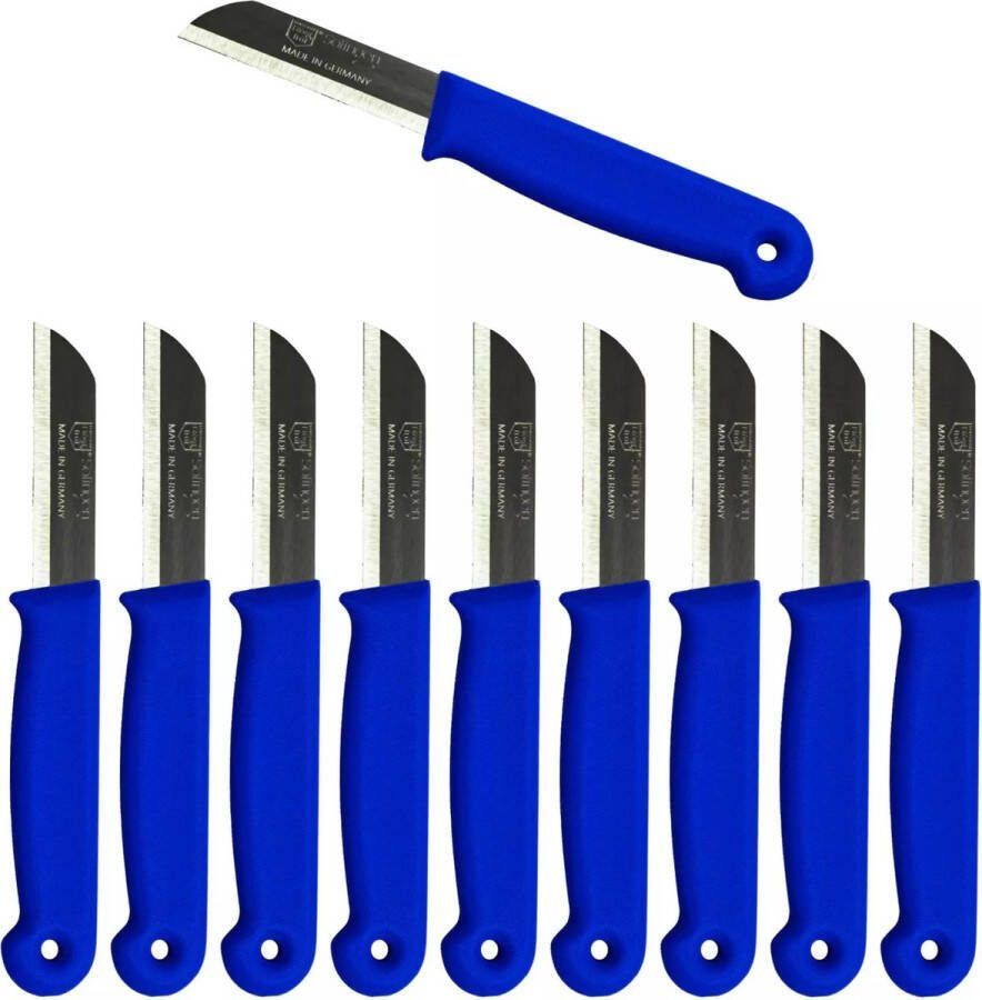 Solingen Schilmesje RVS Glad 16 cm met Blade Cover Blauw 10 Stuks