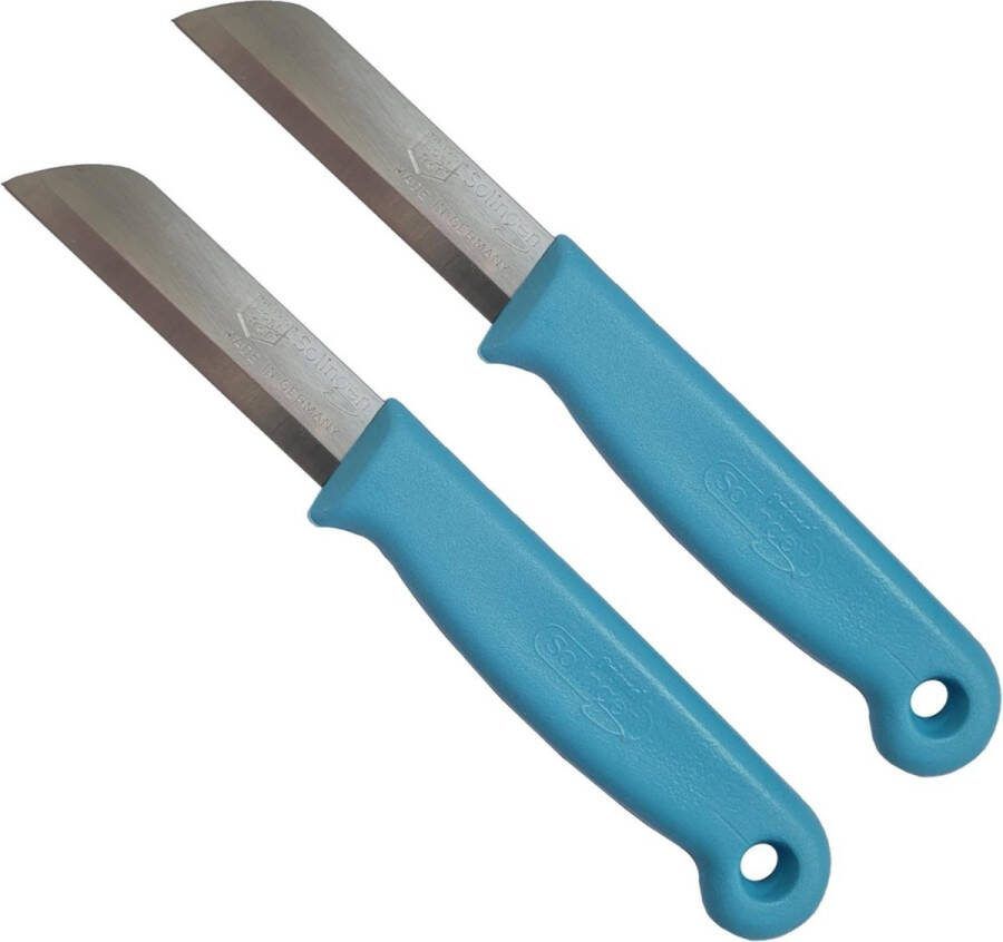 Solingen Schilmesje RVS Glad 16 cm met Blade Cover Blauw 2 stuks