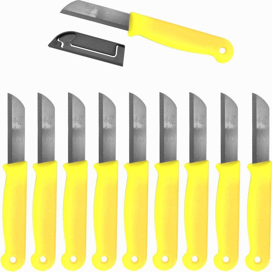 Solingen Schilmesje RVS Glad 16 cm met Blade Cover Citroen Geel 10 stuks