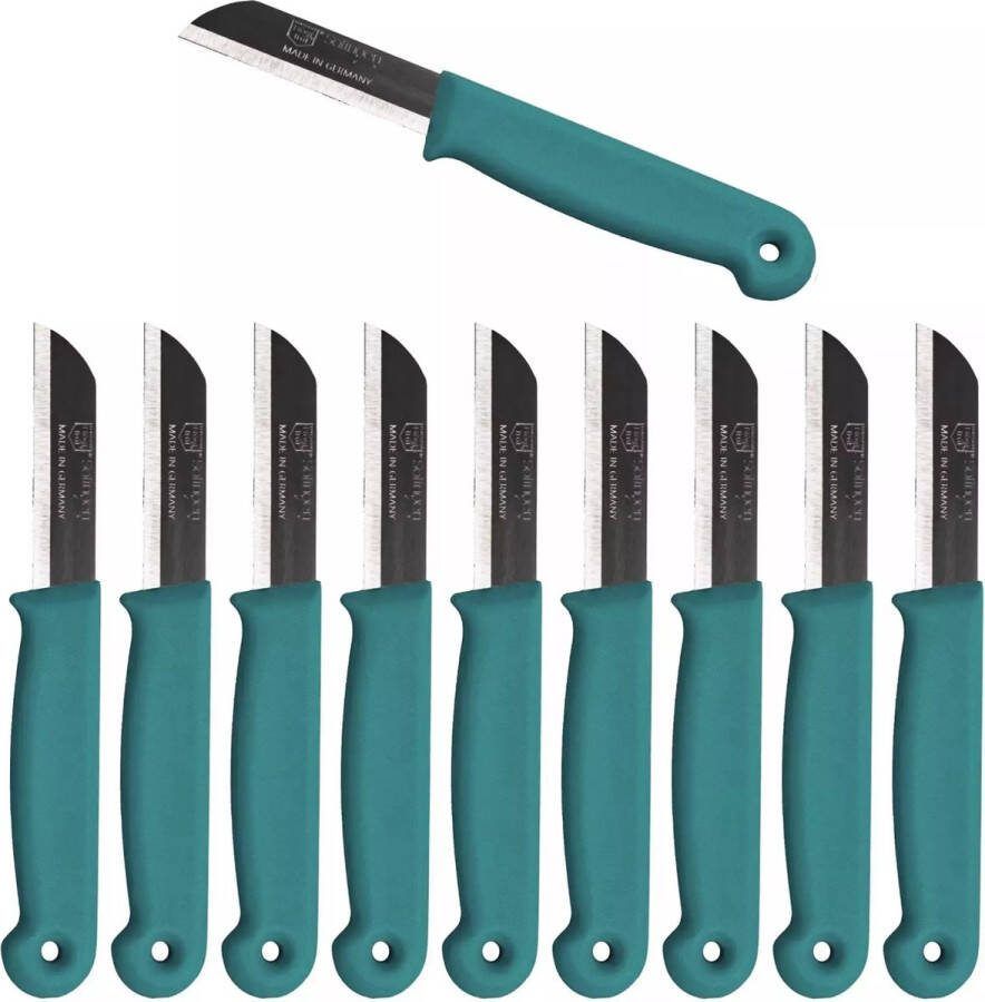 Solingen Schilmesje RVS Glad 16 cm met Blade Cover Donker Groen 10 Stuks