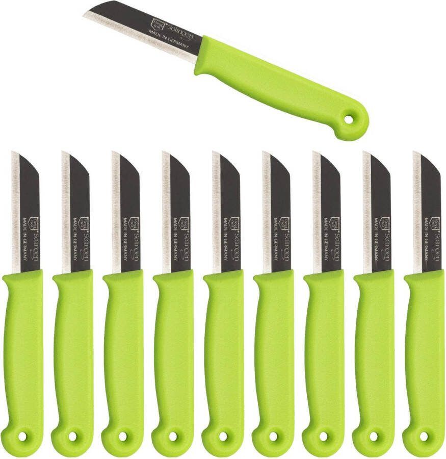 Solingen Schilmesje RVS Glad 16 cm met Blade Cover Groen 10 Stuks
