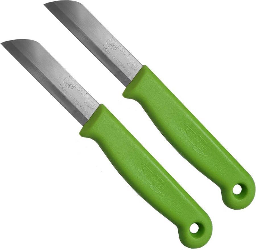Solingen Schilmesje RVS Glad 16 cm met Blade Cover Groen 2 stuks