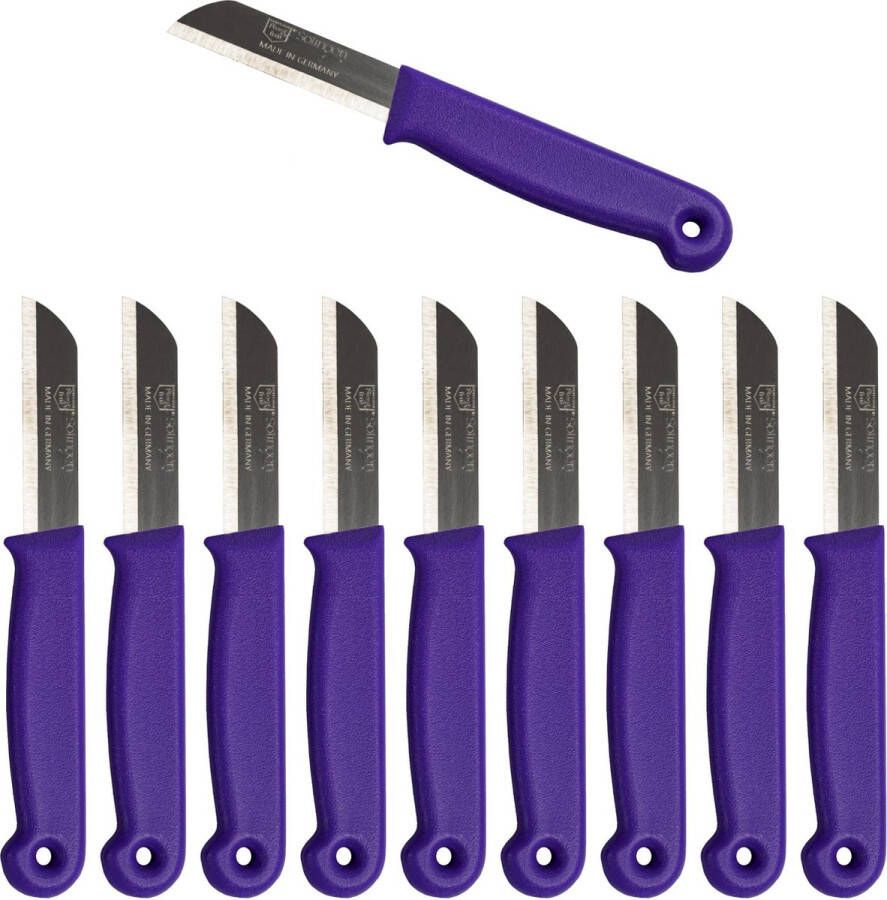 Solingen Schilmesje RVS Glad 16 cm met Blade Cover Paars 10 Stuks