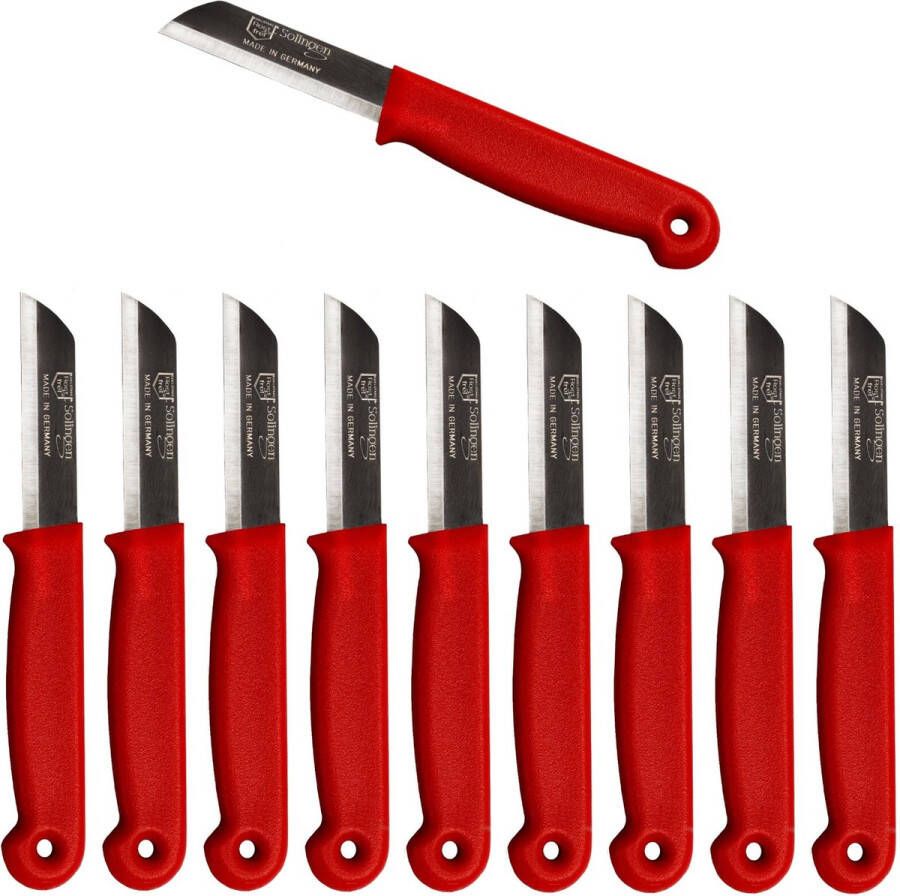 Solingen Schilmesje RVS Glad 16 cm met Blade Cover Rood 10 Stuks