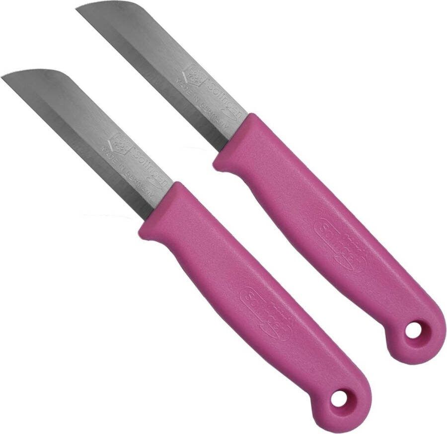 Solingen Schilmesje RVS Glad 16 cm met Blade Cover Roze 2 stuks