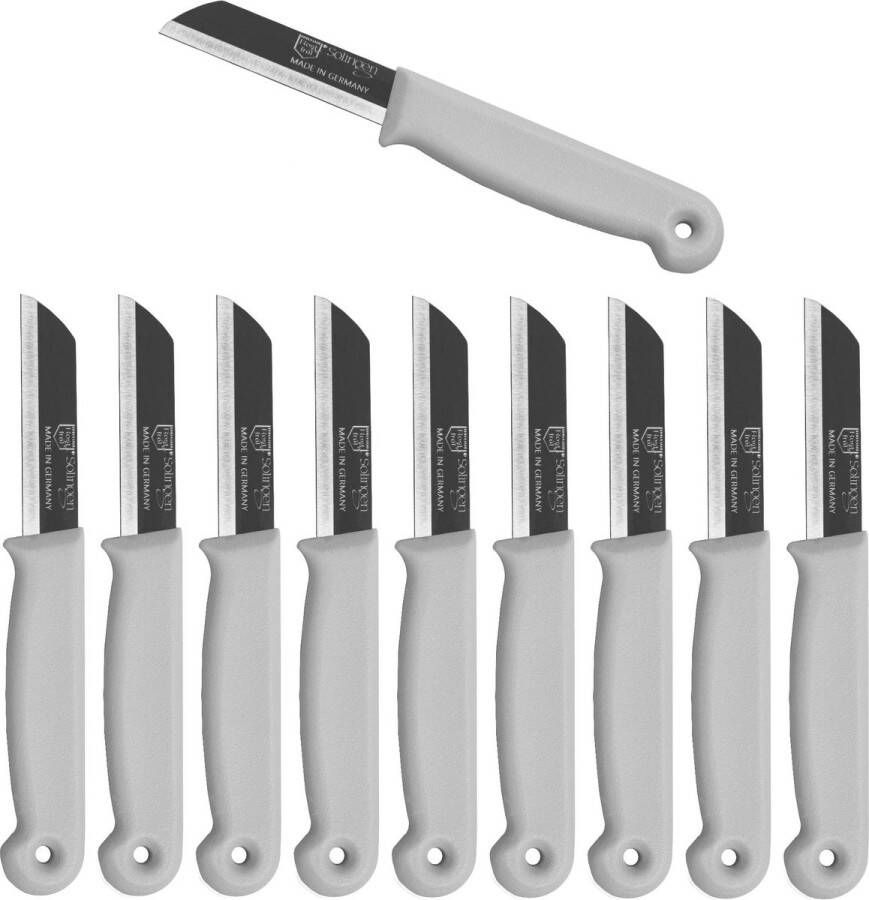 Solingen Schilmesje RVS Glad 16 cm met Blade Cover Wit 10 Stuks