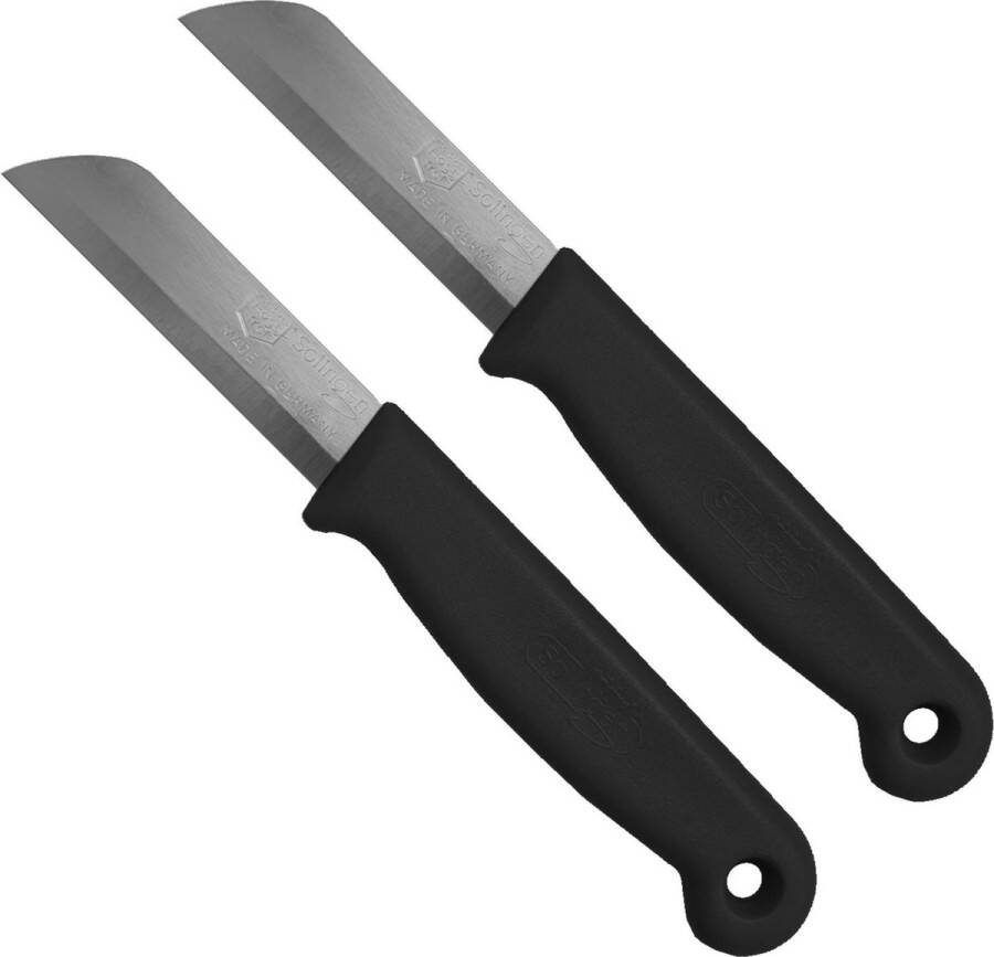 Solingen Schilmesje RVS Glad 16 cm met Blade Cover Zwart 2 stuks