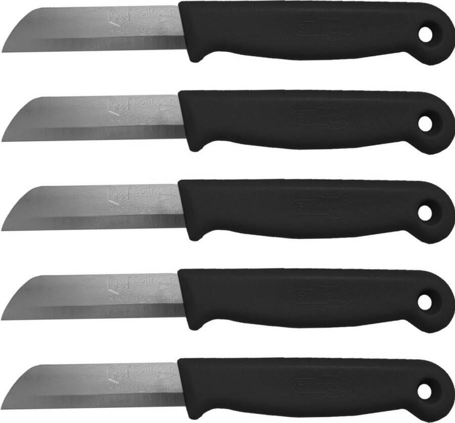 Solingen Schilmesje RVS Glad 16 cm met Blade Cover Zwart 5 stuks