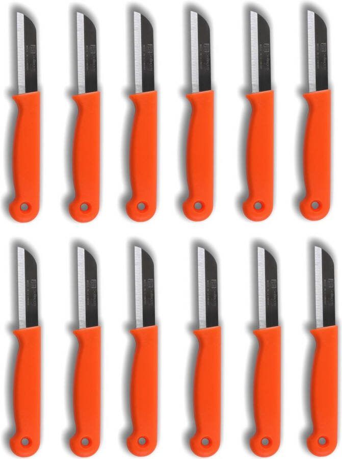 Solingen Schilmesje RVS Glad 16 cm met Gat Oranje 12 stuks