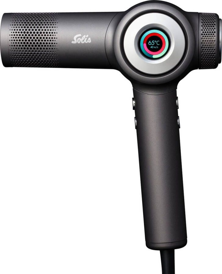 Solis AirVolution 3804 Föhn Fohn Beschermt tegen Gespleten Haarpunten Lichtgewicht Haardroger (335 g) Automatische Reiniging Hair Dryer Haarfohn Zwart