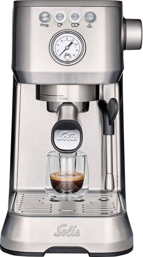 Solis Barista Perfetta Plus 1170 V2 Pistonmachine Heerlijke Koffie Binnen 1 Minuut Compacte en Hoogwaardige Espressomachine Melkschuimsysteem Zilver