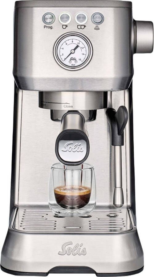 Solis Barista Perfetta Plus 1170 V2 Pistonmachine Heerlijke Koffie Binnen 1 Minuut Compacte en Hoogwaardige Espressomachine Melkschuimsysteem Zilver