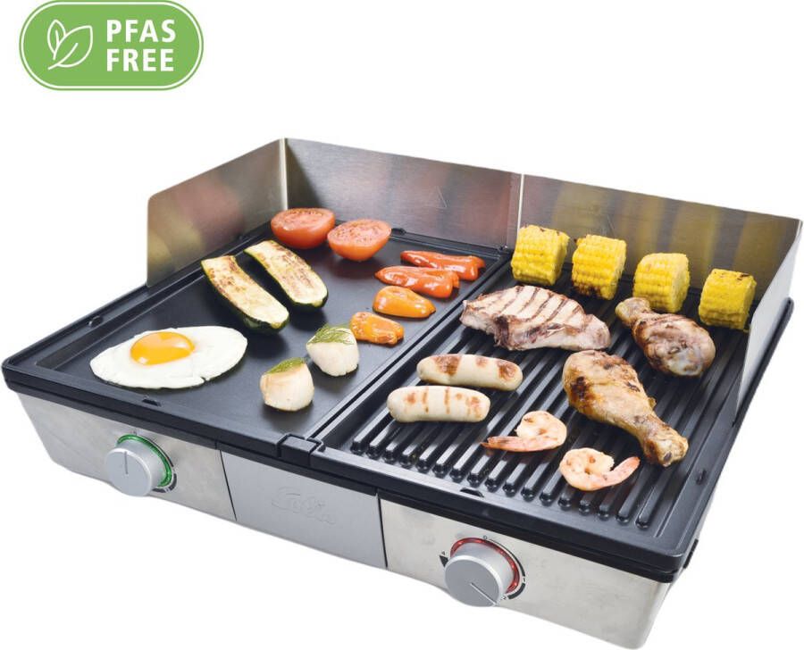 Solis Deli Grill 7951 Grill Apparaat Bakplaat Electrisch Grillplaat RVS Xylan Anti-Aanbaklaag Zilver Zwart