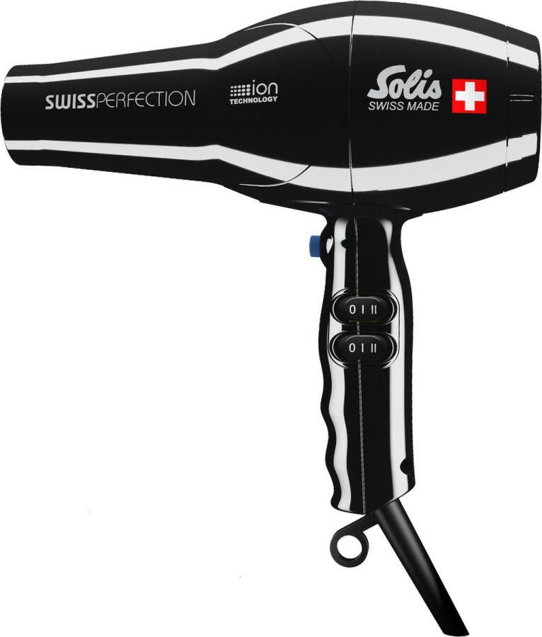 Solis Swiss Perfection 440 Föhn Professionele Haardroger met Diffuser Warm Koud Zwart