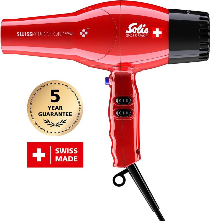Solis Swiss Perfection Plus 3801 Föhn Haardroger met Smart Silencer Rood