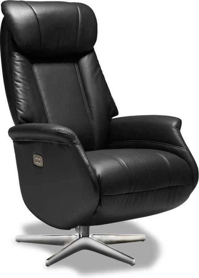 Solliden Brack stoel luxe verstelbare relaxfauteuil met motor echt leder zwart.