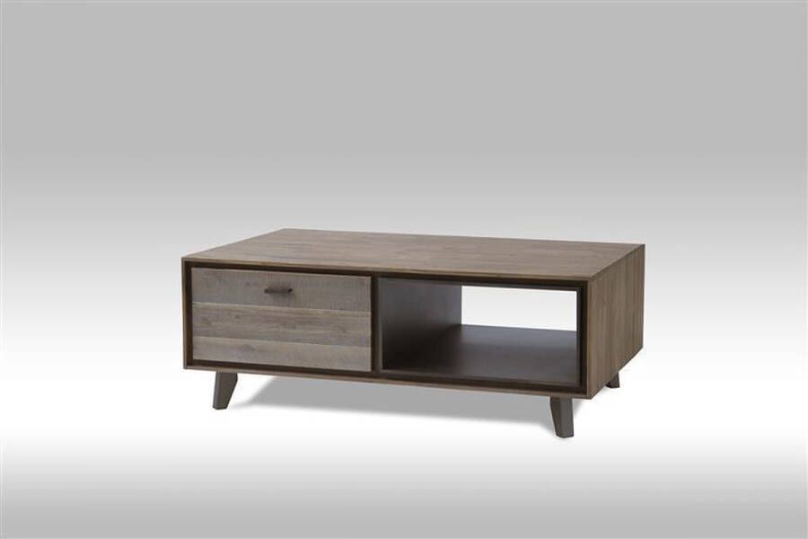 Solliden Marla salontafel met lade en plank acaciahout bruin-grijs.