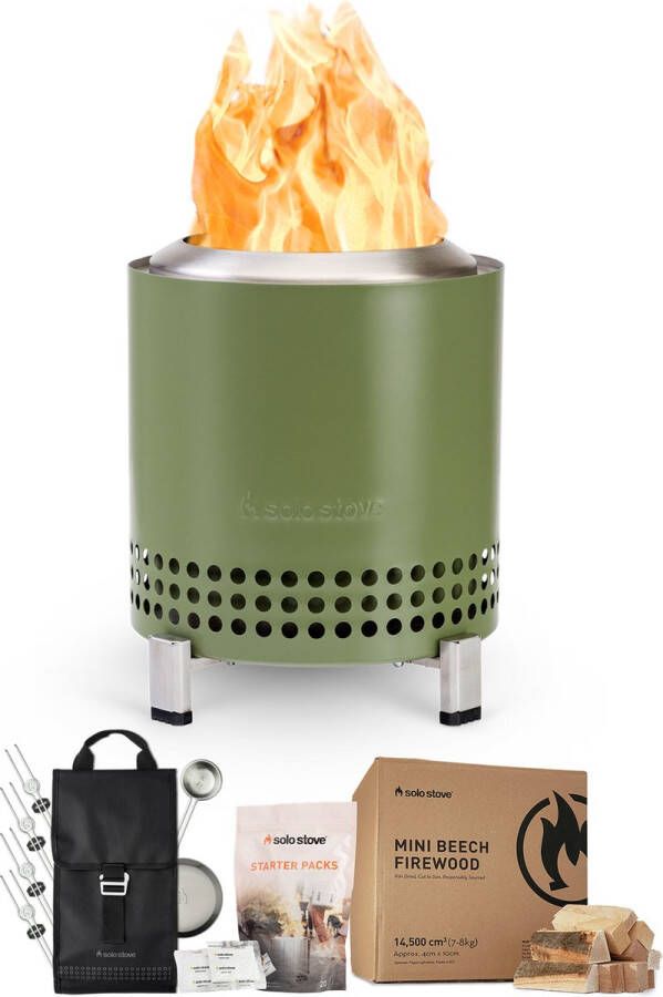 Solo Stove Mesa XL Vuurkorf voor op tafel Starter-Set Incl. Rookvrije Tafelhaard Accessoirepakket Mini Brandhout Aansteker Pellets of hout Roestvrij staal Masa (HxB): 21 8x17 8cm 1kg Grijs