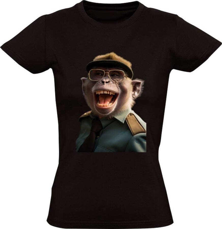 Sol's Gierende Aap Dames T-shirt aap dieren dier humor lachen