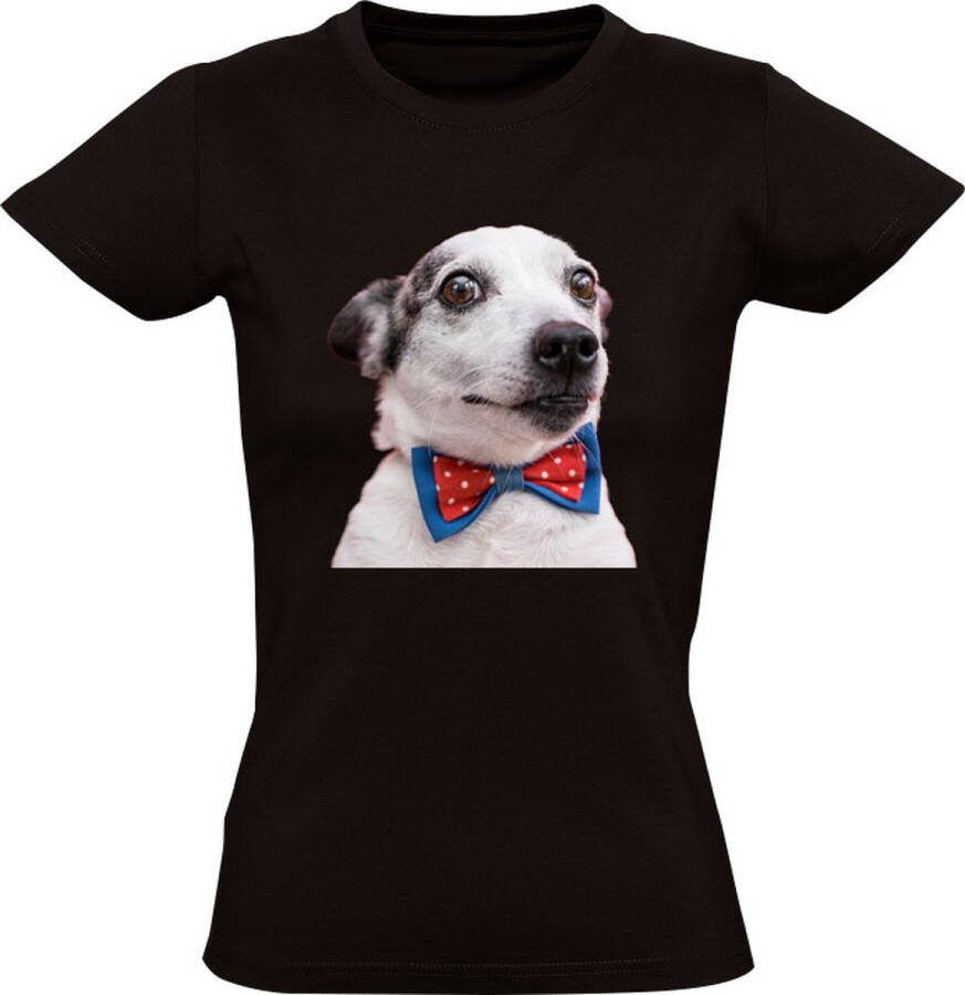 Sol's Hond met strik Dames T-shirt hond strik dier schattig