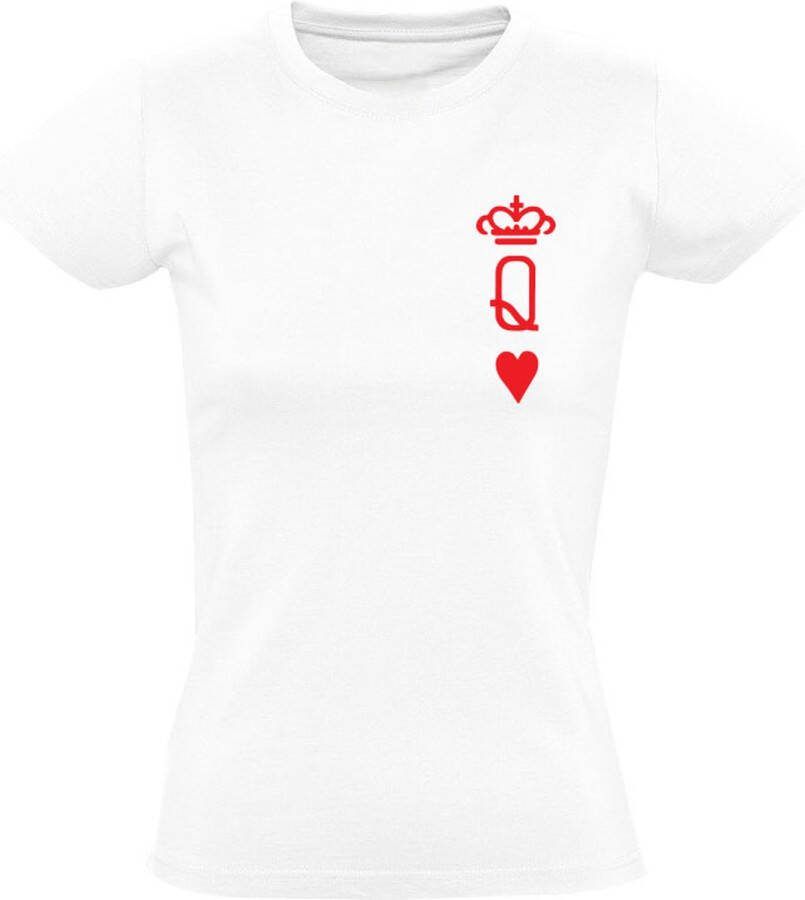 Sol's Queen Of Hearts Card Dames T-shirt Queen hart harte koningin gaaf design kunst art kleur color kaarten kaart spel kaartspel