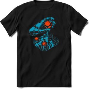 Sol's Retro Joystick Gaming kado T-Shirt Blauw-Oranje Perfect game pc cadeau shirt Grappige console spreuken zinnen teksten Maat XL