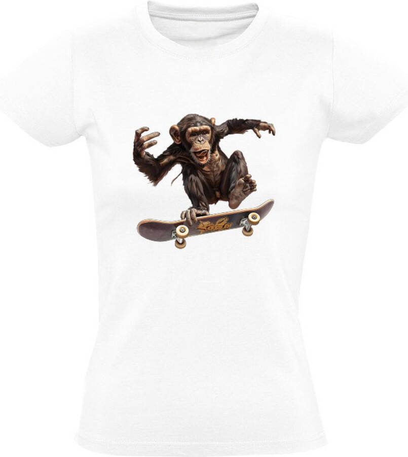Sol's Skating Monkey Dames T-shirt skate skateboard aap dieren sport