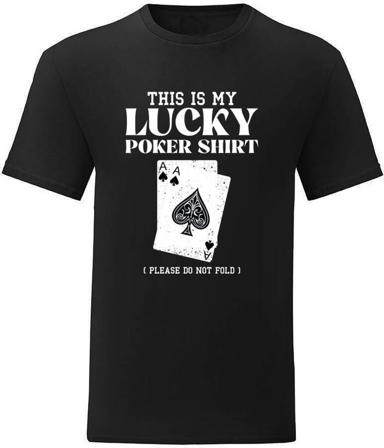 Sol's T-Shirt Casual T-Shirt Fun T-Shirt Fun Tekst Lifestyle T-Shirt Kaarten Gokken Ace of Spades Poker This Is My Lucky Poker Shirt Zwart XXL