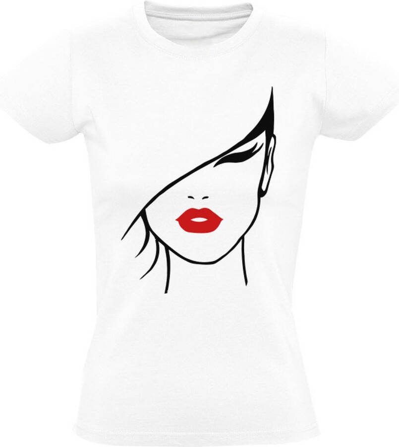 Sol's Woman Red lips Dames T-shirt vrouw rode lippen kunst schoonheid make-up verzorging