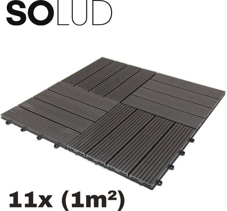 SOLUD WPC-terras tegels 30 x 30 cm 11 stuks 1m² terrastegels kunststof vlondertegel Buitenvloeren Dektegels Kliktegels