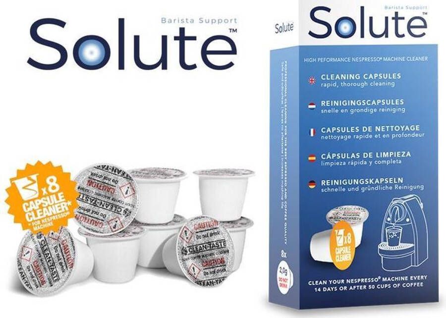 Merkloos Solute Clean Taste capsule reiniger voor Nespresso 8 stuks Biologisch Afbreekbaar