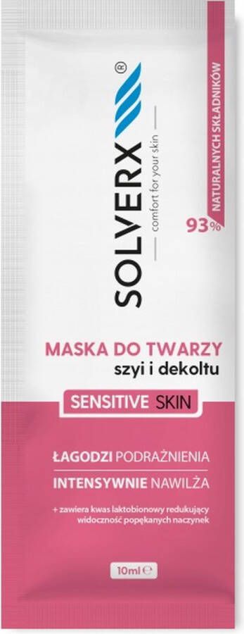 SOLVERX Verzachtend gezichtsmasker voor de gevoelige en vasculaire huid 10ml