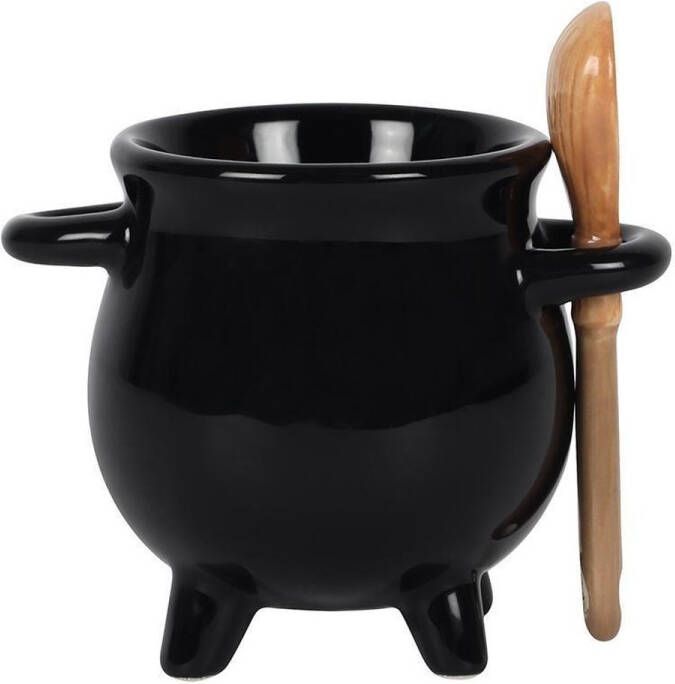 Something Different Eierdop Cauldron with Broom spoon Zwart