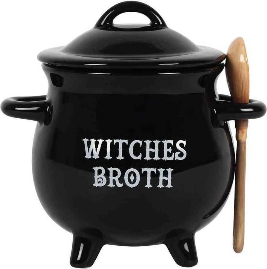 Something Different Attitude Holland Soepkom Witches Broth Cauldron with Broom spoon Zwart