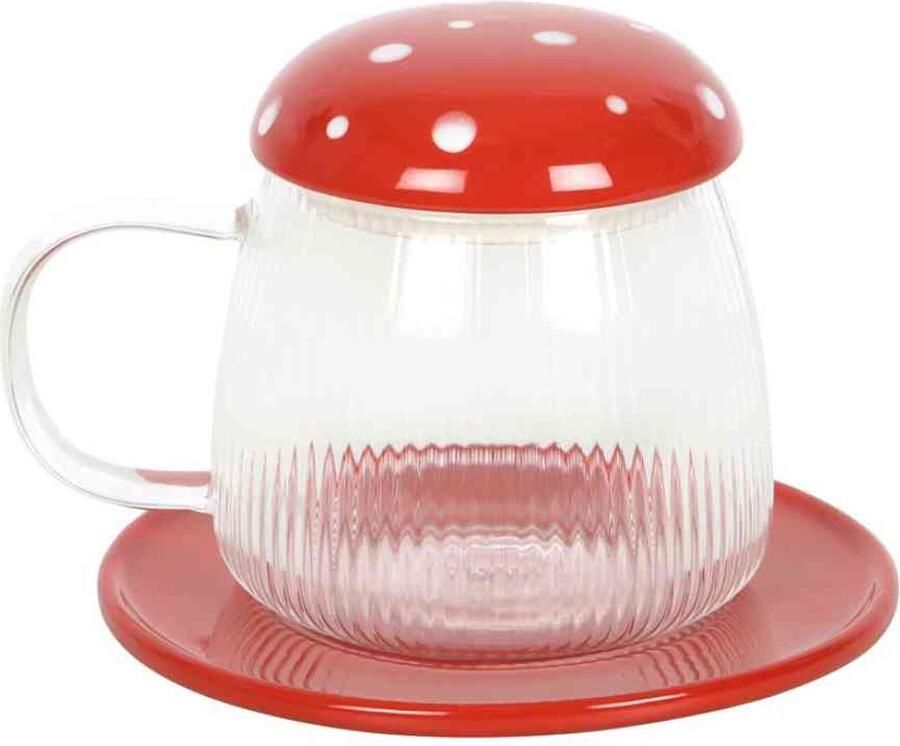 Something Different Glass Mushroom Kop en schotel Multicolours