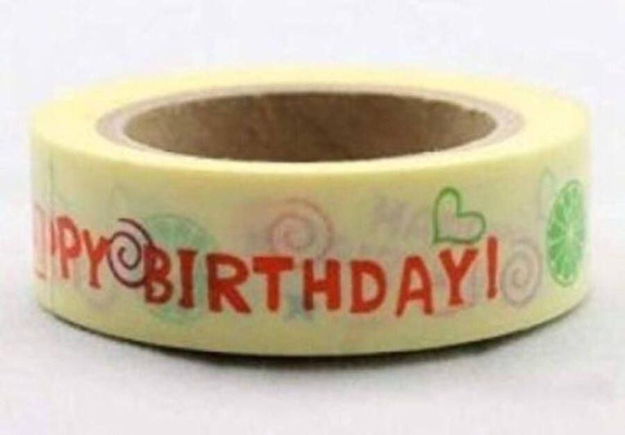 Somi Tape Washi tape Happy Birthday 10 meter per rol Masking tape Verjaardag