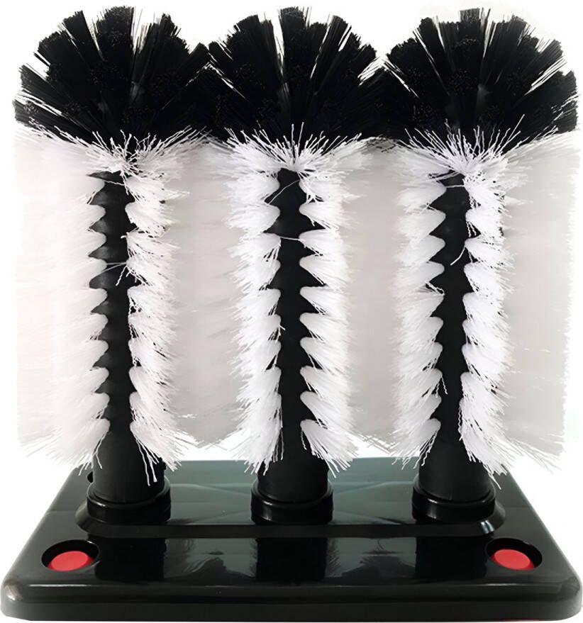 Somstyle 3-Delige Spoelborstel met Zuignappen 18.5 x 9.5 x 19.5 CM Glazenborstel Afwasborstel Zwart Wit