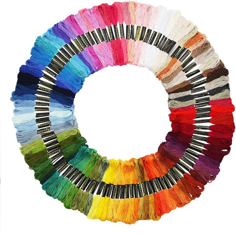 Somstyle Luxe 100-in-1 Borduurgaren Set 8 Meter per Spoel Naaigaren Borduurwerken Multicolor