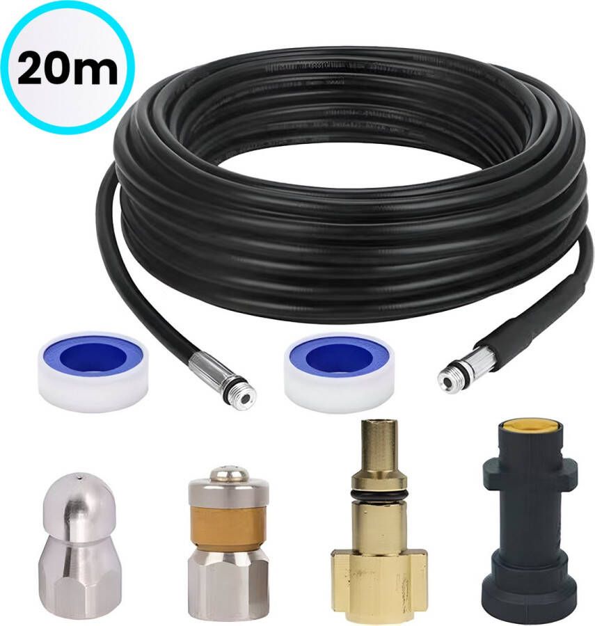 Somstyle Rioolslang 20 Meter Geschikt Voor Kärcher K2 K3 K4 K5 K6 K7 & Lavor Hogedrukreiniger Afvoerpijp Slang Reiniging Set Rioolreinigingsset