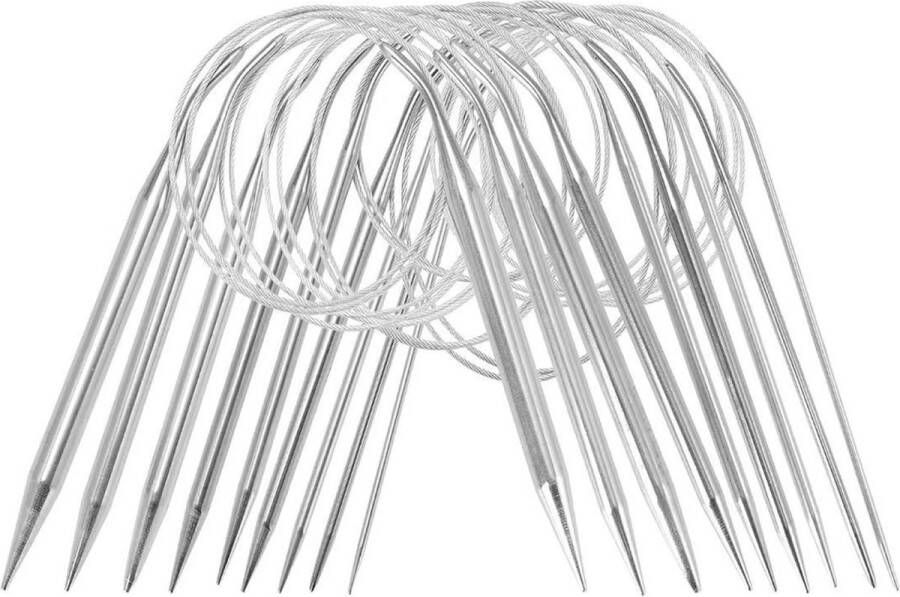 Somstyle Rondbreinaalden Set 2.5 mm t m 10 mm Breinaalden voor Rondbreien RVS 9 Stuks